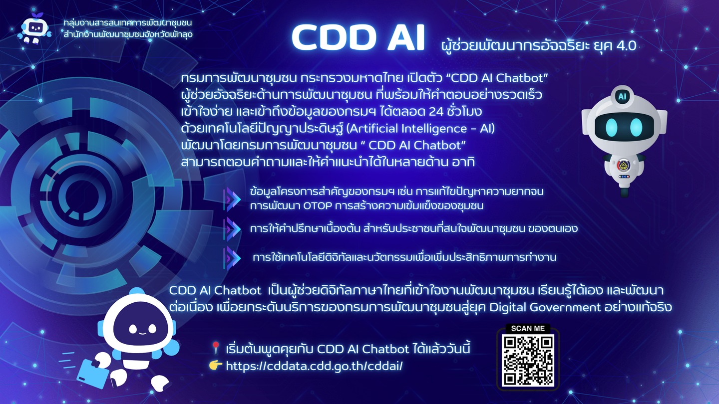 พช.หนองพอก ประชาสัมพันธ์ระบบ CDD AI ผู้ช่วยพัฒนากร บริการอัจฉริยะ เพื่อการพัฒนาชุมชน