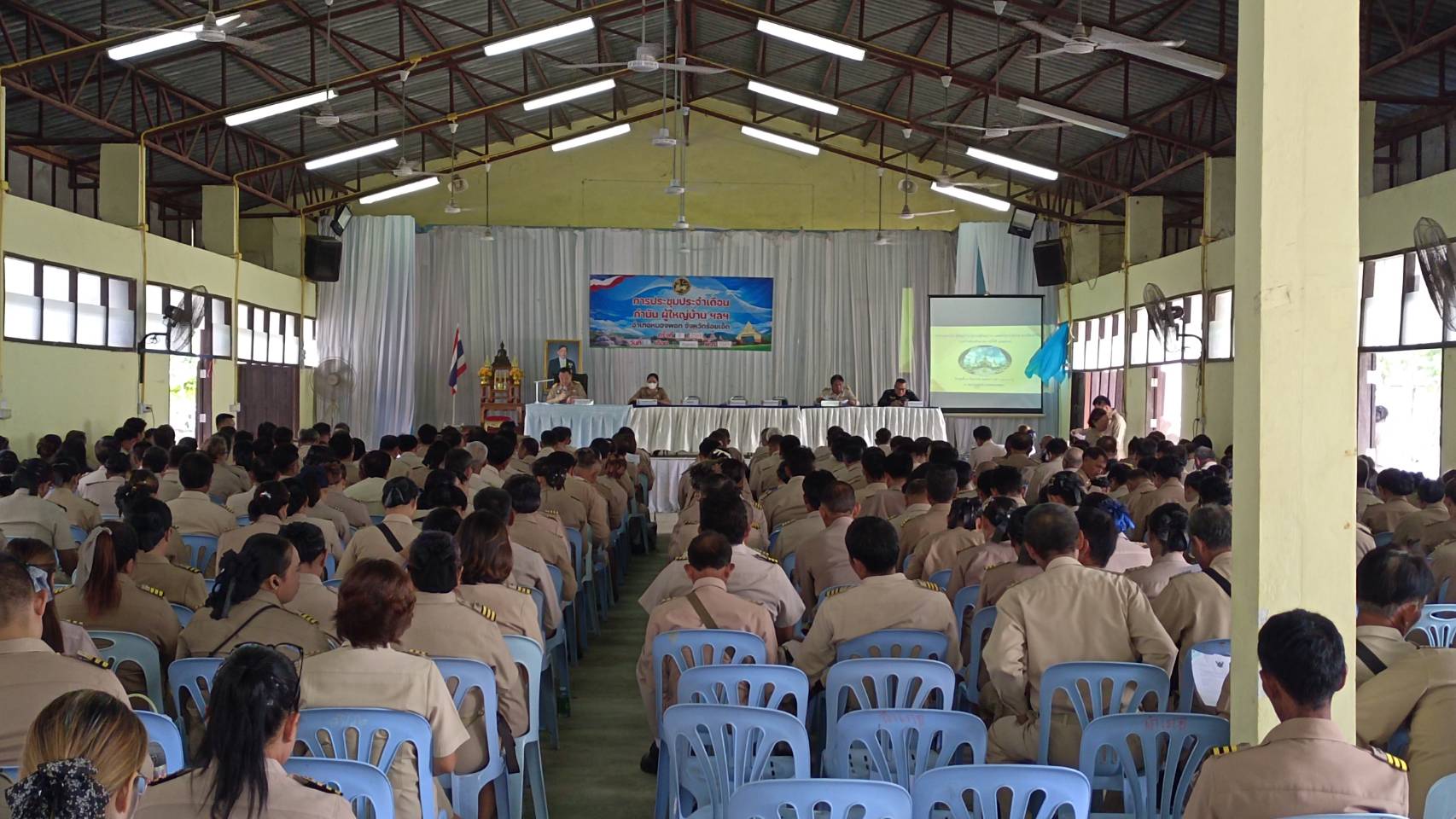 สำนักงานพัฒนาชุมชนอำเภอหนองพอก จังหวัดร้อยเอ็ด : ร่วมประชุมกำนัน ผู้ใหญ่บ้าน ผู้ช่วยผู้ใหญ่บ้าน แพทย์ สารวัตรกำนัน ประจำเดือน กันยายน 2569
